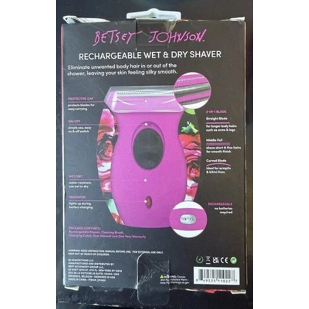 Betsey Johnson Rechargeable Wet & Dry Shaver travel safe usb college womens gift
